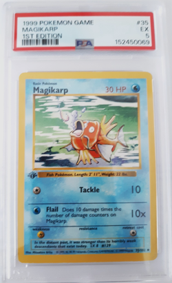 1999 POKEMON BASE SET 1ST EDITION #35 MAGIKARP PSA 5 - Image 1