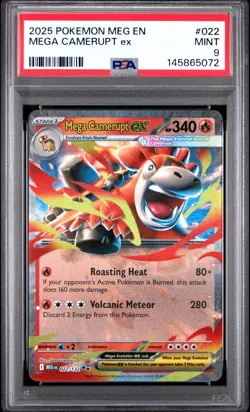 2025 POKEMON MEG EN-MEGA EVOLUTION #022 MEGA CAMERUPT EX PSA 9 (FREE S&H) - Image 1