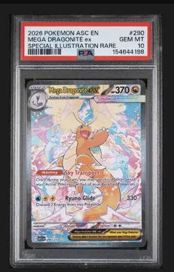 2026 POKEMON ASCENDED HEROES SPECIAL ILLUSTRATION RARE MEGA DRAGONITE EX PSA 10 - Image 1