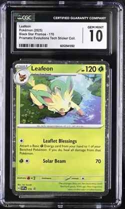 CGC 10 Leafeon Cosmos Holo 170 Black Star Promo Prismastic Evolutions Pokemon - Image 1