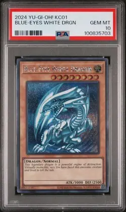 Blue-Eyes White Dragon Prismatic Secret Rare KC01 PSA 10 GEM MINT Yugioh 2024 - Image 1