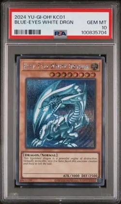 Blue-Eyes White Dragon Prismatic Secret Rare KC01 PSA 10 GEM MINT Yugioh 2024 - Image 3