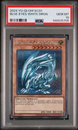Blue-Eyes White Dragon Prismatic Secret Rare KC01 PSA 10 GEM MINT Yugioh 2024 - Image 5