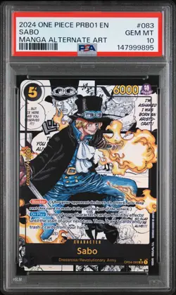2024 ONE PIECE PRB01-PREM BOOSTER -ONE PIECE CARD THE BEST- #083 SABO PSA 10 - Image 1