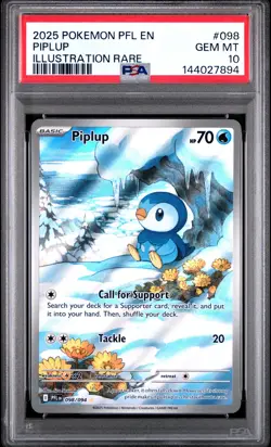 2025 POKEMON PFL EN-PHANTASMAL FLAMES ILLUSTRATION RARE #098 PIPLUP PSA 10 - Image 1