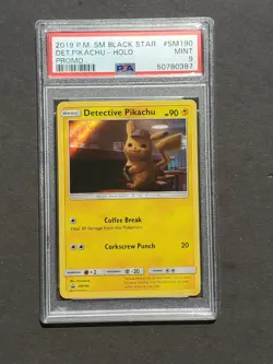 Pokemon PSA 9 PIKACHU SM190 - DETECTIVE PIKACHU - 2019 HOLO PROMO (MINT) - Image 1