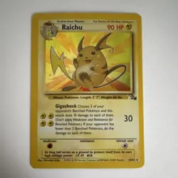 Pokemon Raichu 14/62 Fossil Holo Rare 90 HP Unlimited English Card - Image 1