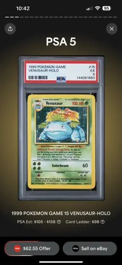 Charizard Blastoise Venusaur Base Set Unlimited PSA 5 Set (Pokemon TCG, 1999) - Image 3