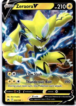 Pokemon TCG Zeraora V 053/159 Crown Zenith Holo Rare Near Mint - Image 1