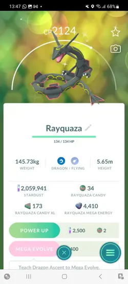 Pokemon Go Shiny Legendary Rayquaza - Image 1