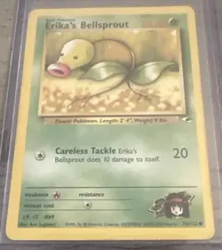 Erika’s Bellsprout 76/132 1st Edition Gym Heroes Mp Pokemon Card OC NICE SEE PIC - Image 1