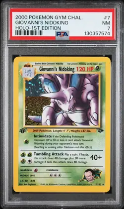 2000 POKEMON GYM CHALLENGE HOLO-1ST ED #7 GIOVANNI'S NIDOKING PSA 7 - Image 1