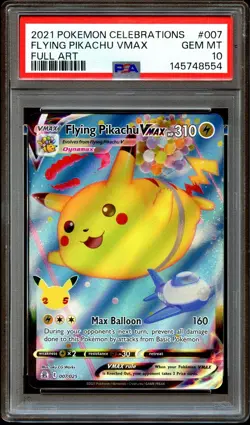 PSA 10 GEM MINT Flying Pikachu VMAX 007/025 FULL ART Celebrations Pokemon Card - Image 1