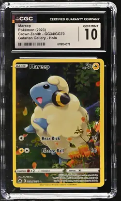 CGC 10 GEM MINT Mareep GG34/GG70 GALARIAN GALLERY HOLO Pokemon Card 072 - Image 1