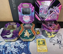 Empty Pokemon Tins (Dragonite, Gardevoir, Blissey) & Pikachu #60 Jungle (LP+) - Image 1