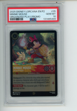 2024 Disney Lorcana Minnie Mouse Daring Defender 35/P2 Promo PSA 10 (489) - Image 1