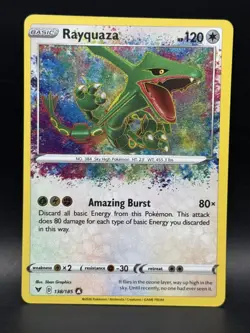 Rayquaza 138/185 SWSH04: Vivid Voltage Amazing Rare Pokemon Card - Image 1