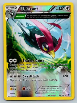 Unfezant - Reverse Holo Rare - 81/108 Roaring Skies Pokemon Card LP - Image 1