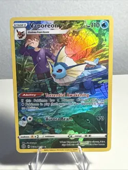 Pokemon TCG 2022 Brilliant Stars Vaporeon Trainer Gallery Rare Card TG02/TG30 - Image 1