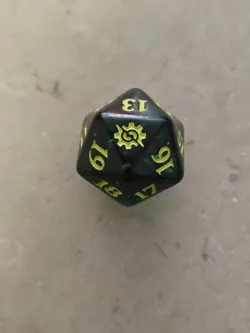 MTG The Brothers War Spindown Dice Life Counter D20 Yellow Green Die BRO - Image 1