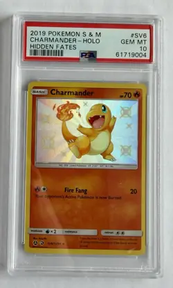 Pokemon Charmander Hidden Fates Holo Rare #SV6 PSA 10 Gem Mint - Image 1