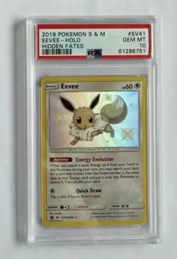 Eevee-Holo Pokemon Sun & Moon Hidden Fates SV41 PSA 10 - Image 1