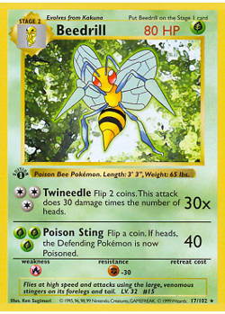 Pokemon - Dardargnan (BS 17) - Set de Base - POOR - FR - 1st - Image 1