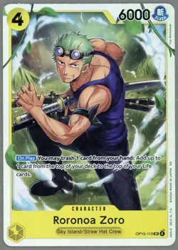 One Piece Roronoa Zoro Foil #OP15-113 SR Adventure on Kamis Island - Image 1