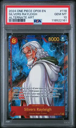 2024 ONE PIECE OP08-TWO LEGENDS ALTERNATE ART #118 SILVERS RAYLEIGH PSA 10 - Image 1