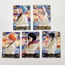 Set of 5 Suit Ichigo Rukia Uryu Grimmjow Toshiro Bleach Soul Card Battle Holo - Image 1