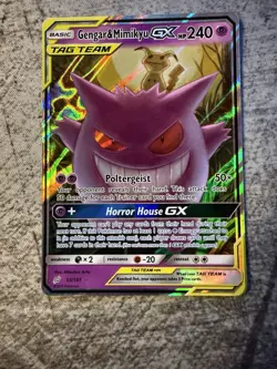 Pokemon Gengar & Mimikyu GX Full Art Holo Card 53/181 Sm-Team Up Ultra Rare NM - Image 1