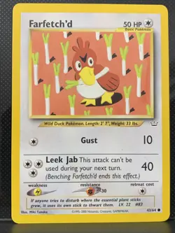 Pokemon TCG Farfetch'd Neo Revelation Card 43/64 Vintage 2000 Miki Tanaka - Image 1