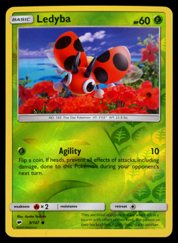 Pokemon Card Burning Shadows Ledyba 9/147 Reverse Holo Common - NM - Image 1