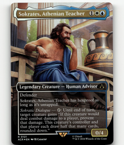 FOIL - MTG Sokrates, Athenian Teacher (Borderless) #121 - UB: Assassin's Creed - Image 1