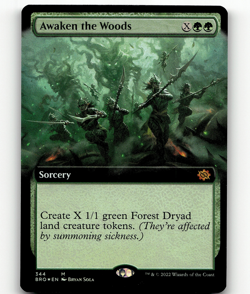 MTG Awaken the Woods (Extended Art) 344 FOIL The Brothers' War Mythic - Image 1