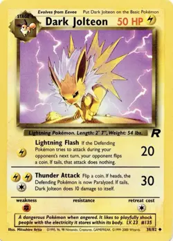 Dark Jolteon 38/82 Team Rocket Regular Unlimited Pokemon TCG LP Card - Image 1
