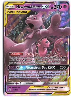 Mewtwo & Mew GX 71/236 Holo Rare GX Unified Minds Pokemon - Image 1