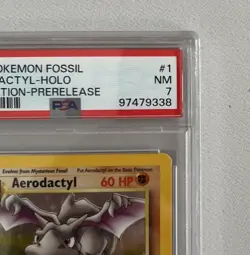 Aerodactyl 1st Edition RARE Prerelease POKEMON Card PSA 7 NM FOSSIL Holo 1/62 - Image 2