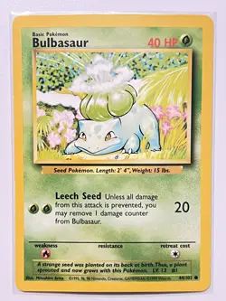 Bulbasaur 44/102 Base Set 1999 Pokemon Card TCG - Image 1