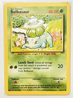 Bulbasaur 44/102 Base Set 1999 Pokemon Card TCG - Image 5