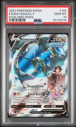 2021 Pokemon SWSH Evolving Skies Rayquaza V Alt Art #194/203 PSA 10 GEM MINT - Image 1