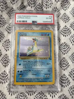 1999 POKEMON FOSSIL 10/62 LAPRAS HOLOGRAPHIC CARD #10 PSA 6 EXCELLENT-MINT HOLO - Image 1