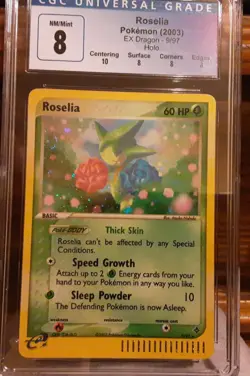 CGC 8 NM/MT Subs Pokemon Roselia Holo Swirl Ex Dragon 2003 Vintage WOTC - Image 1