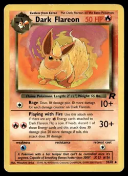 Dark Flareon Uncommon Unlimited Team Rocket 35/82 MP Pokemon TCG - Image 1