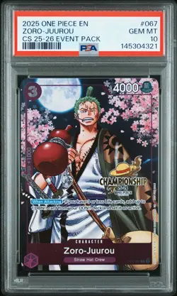 2025 One Piece Championship 2025-26 Event Pack Zoro-Juurou 067 2 PSA 10 - Image 1