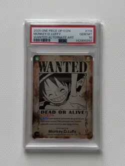 Monkey.D.Luffy Wanted Poster OP13-118 Carrying On His Will Foil PSA 10 English - Image 1