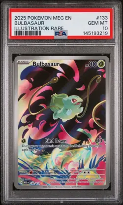 2025 Pokemon Mega Evolution Bulbasaur Illustration Rare PSA 10 #133/132 - Image 1