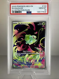 Pokemon Mega Evolution Bulbasaur Illustration Rare 133/132 PSA 10 - Image 1