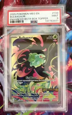 2025 Pokemon Mega Evolution 133/132 Bulbasaur Illustration Rare - PSA 9 Mint - Image 1
