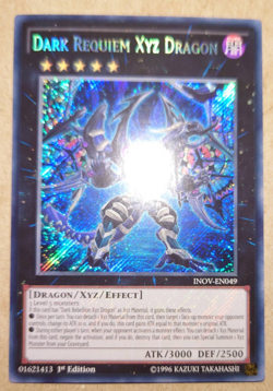 INOV-EN049 DARK REQUIEM XYZ DRAGON SECRET RARE 1ST EDITION YuGiOh CARD - Image 1